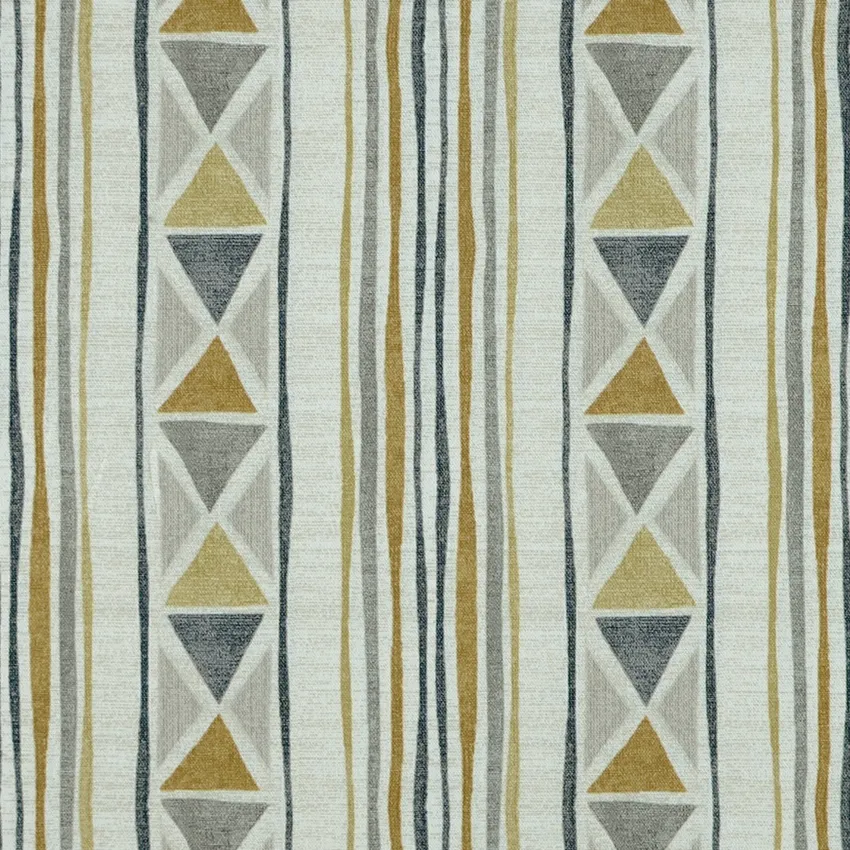 Maize Cream and Gray Geometric Print Drapery and Upholstery Fabric by the Yard