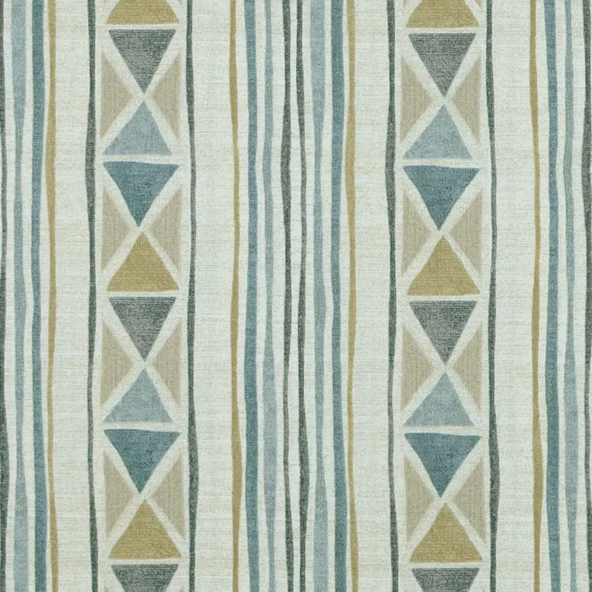 Tranquil Gray and Light Blue Geometric Print Drapery and Upholstery Fabric by the Yard