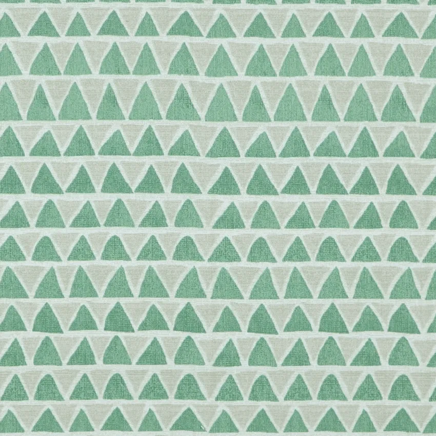 Jungle Beige and Leaf Green Geometric Print Drapery and Upholstery Fabric by the Yard