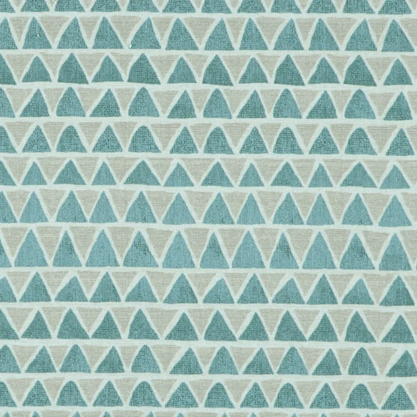 Tranquil Beige and Spa Blue Geometric Print Drapery and Upholstery Fabric by the Yard