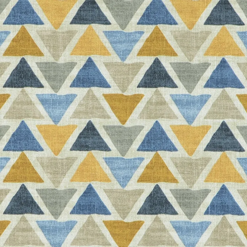Sapphire Gray and Light Blue Geometric Print Drapery and Upholstery Fabric by the Yard