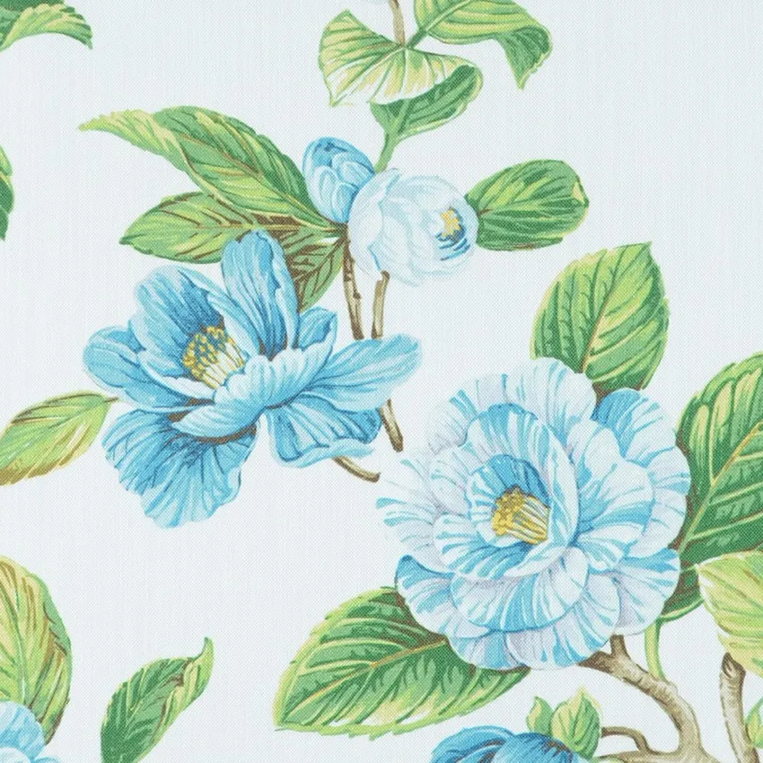 Robins Egg Green and Light Blue Floral Print Drapery and Upholstery Fabric by the Yard