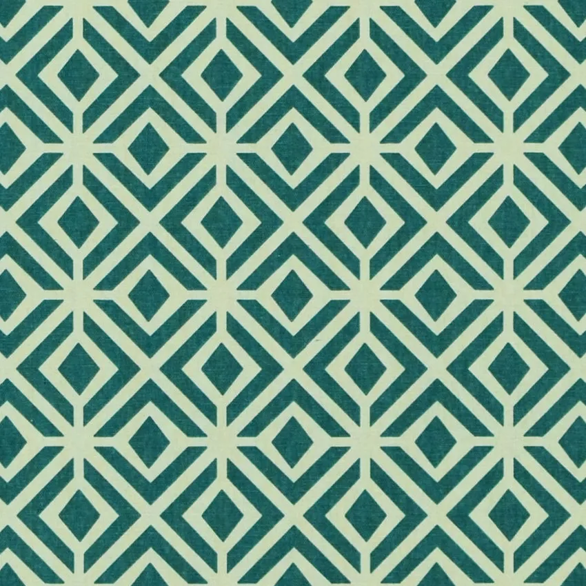 Teal Dusty Blue and Teal Geometric Print Drapery and Upholstery Fabric by the Yard
