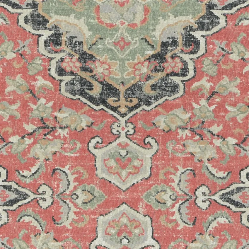 Henna Red Black and Burgundy Global Print Drapery and Upholstery Fabric by the Yard