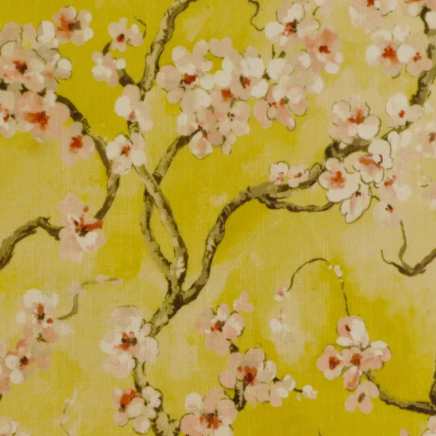 Curry Cream and Yellow Floral Print Drapery and Upholstery Fabric by the Yard
