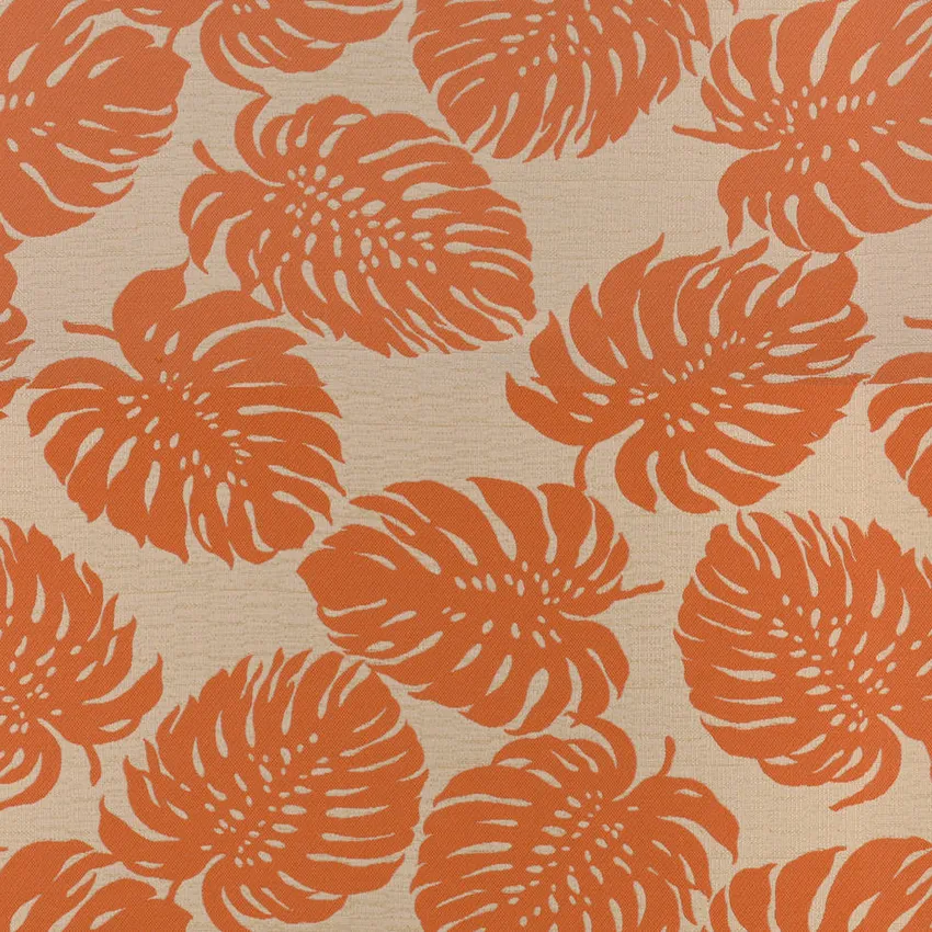 Mandarin Cream and Orange Foliage Outdoor Drapery and Upholstery Fabric by the Yard