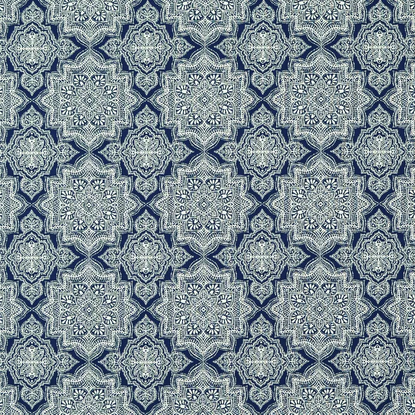 Dark Denim Navy and White Geometric Outdoor Drapery and Upholstery Fabric by the Yard