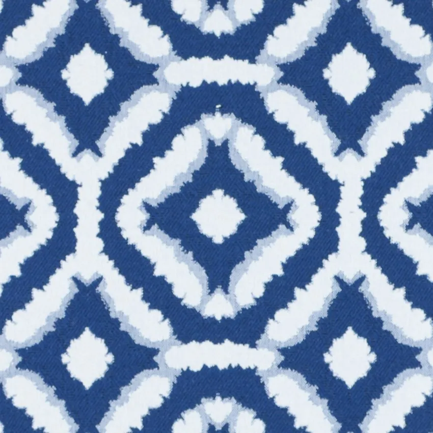 Mediteranean Navy and Royal Blue Geometric Outdoor Drapery and Upholstery Fabric by the Yard