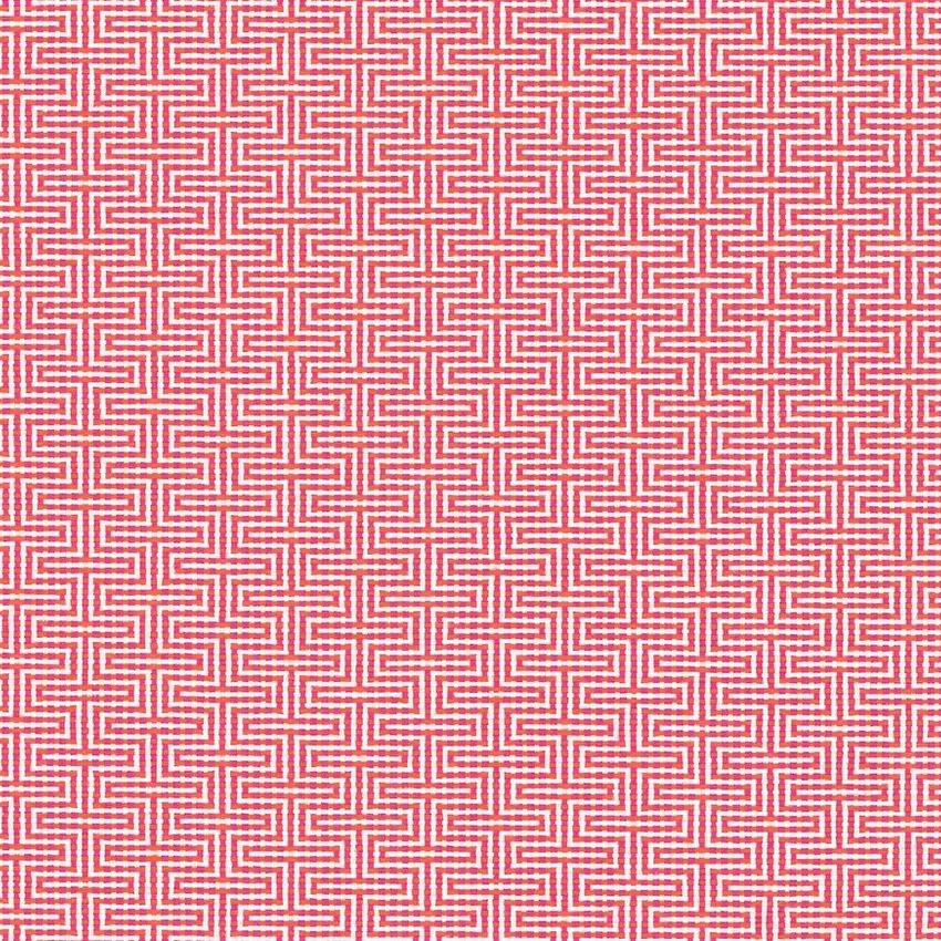 Fruit Punch Rose and White Geometric Outdoor Drapery and Upholstery Fabric by the Yard