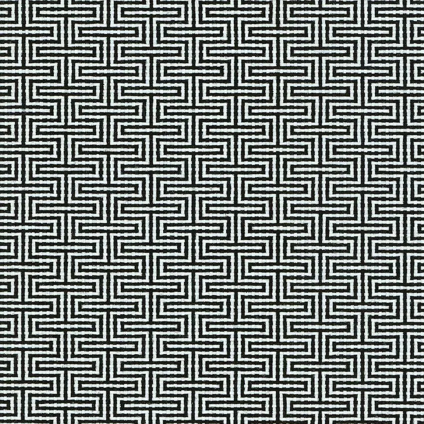 Ebony Ivory Black and Neutral Geometric Outdoor Drapery and Upholstery Fabric by the Yard