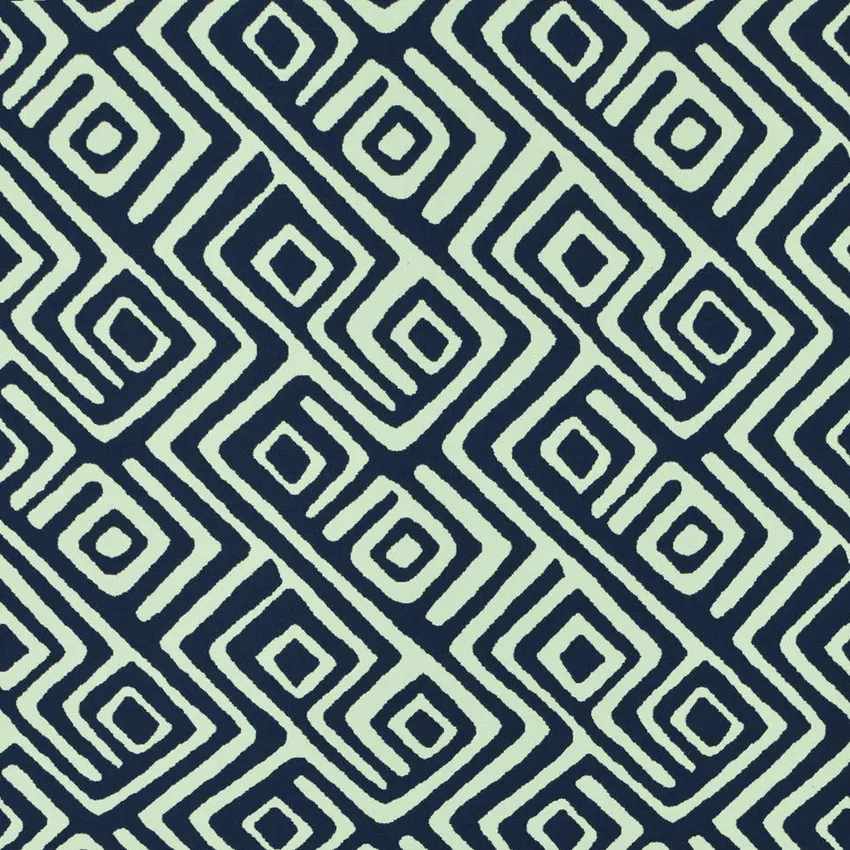 Nautical Royal Blue and White Geometric Outdoor Drapery and Upholstery Fabric by the Yard