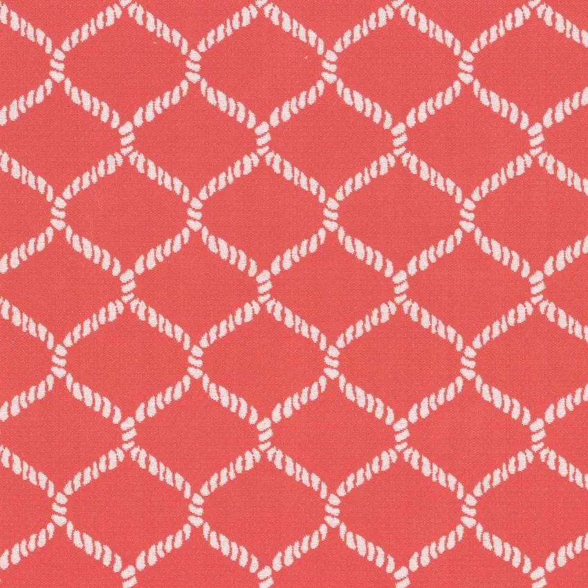 Coral and White Geometric Outdoor Drapery and Upholstery Fabric by the Yard