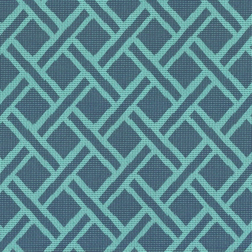 Ocean Teal and White Geometric Outdoor Drapery and Upholstery Fabric by the Yard