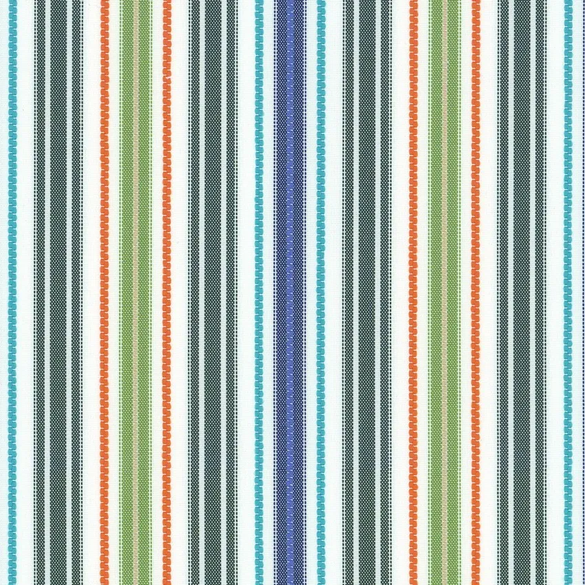 Multi Coral and Gray Stripe Outdoor Drapery and Upholstery Fabric by the Yard