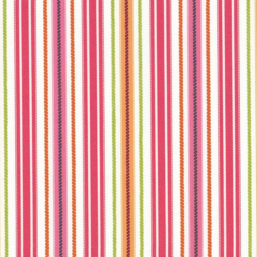 Fruit Punch Leaf Green and Light Pink Stripe Outdoor Drapery and Upholstery Fabric by the Yard