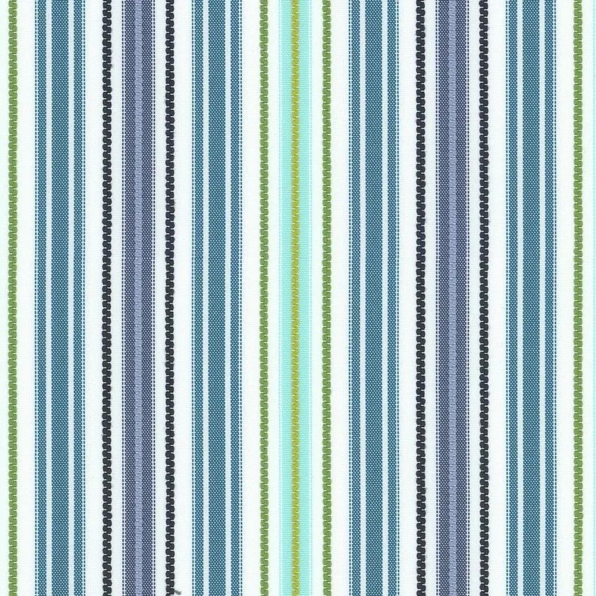 Ocean Green and Light Blue Stripe Outdoor Drapery and Upholstery Fabric by the Yard