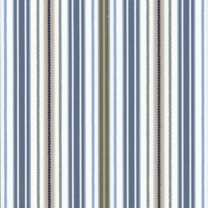 Harbor Gray and Light Blue Stripe Outdoor Drapery and Upholstery Fabric by the Yard