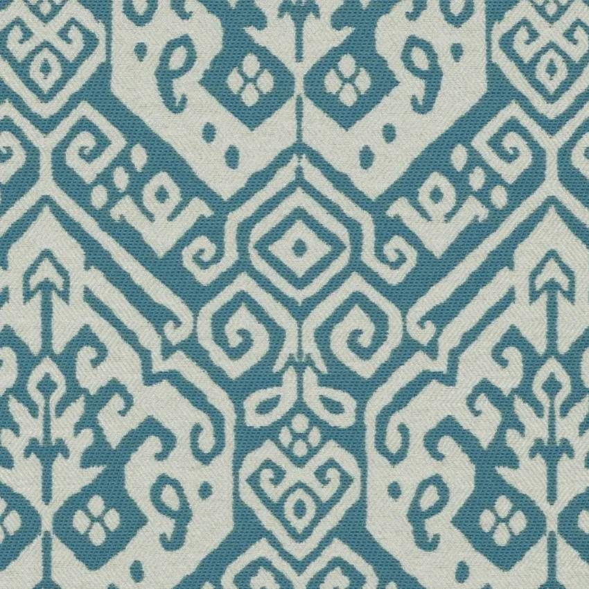M Chambray Cream and Light Blue Global Outdoor Drapery and Upholstery Fabric by the Yard