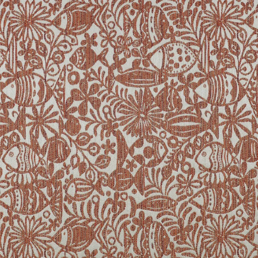 Paprika Cream and Orange Nautical Outdoor Drapery and Upholstery Fabric by the Yard