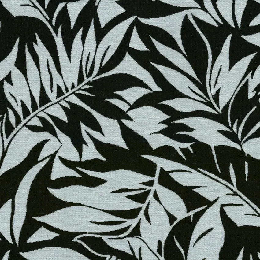 Ebony Ivory Black and Neutral Botanical Outdoor Drapery and Upholstery Fabric by the Yard