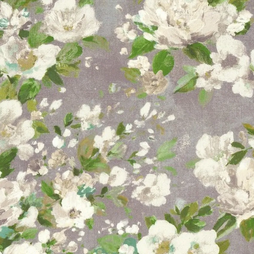 Urban Grey Cream and Gray Floral Print Drapery and Upholstery Fabric by the Yard
