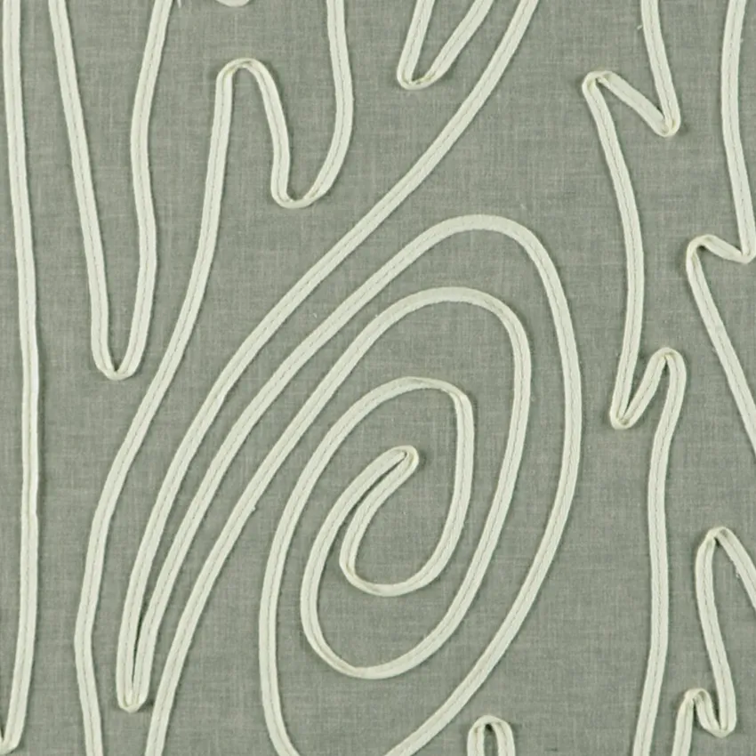 Stone Gray and White Abstract Embroidery Drapery and Upholstery Fabric by the Yard