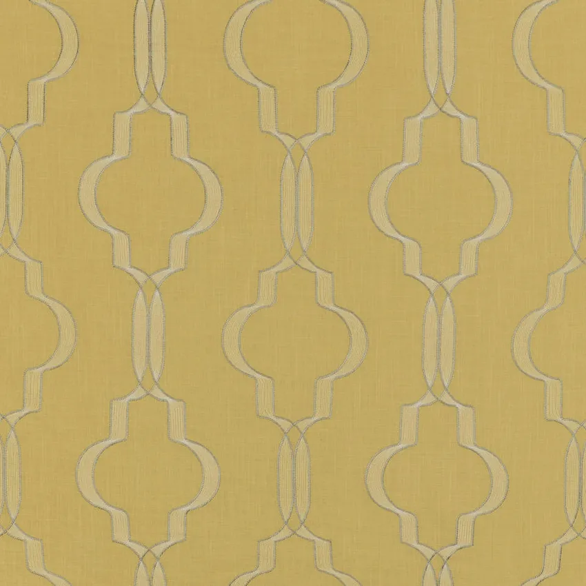 Acid Green Chartreuse and Gray Contemporary Embroidery Drapery and Upholstery Fabric by the Yard