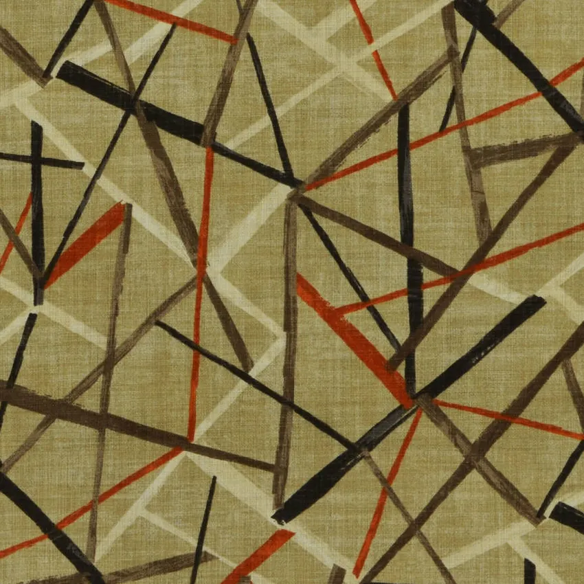 Tribal Beige and Mushroom Abstract Print Drapery and Upholstery Fabric by the Yard
