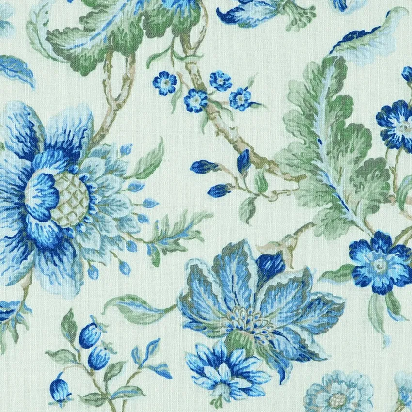 Bluebell Cream and Light Blue Floral Print Drapery and Upholstery ...