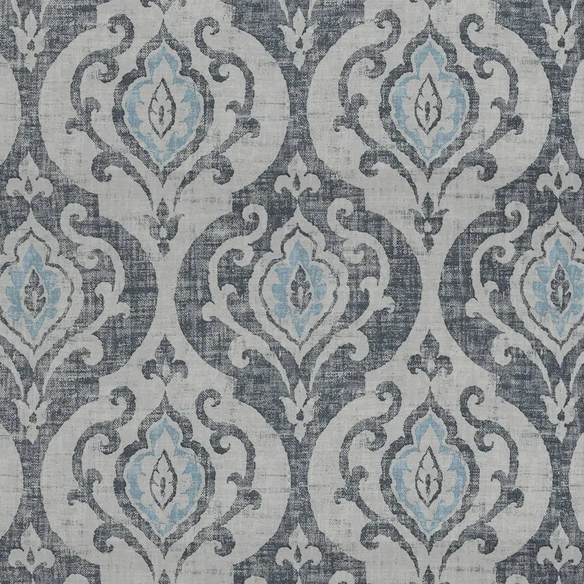 Slate Beige and Charcoal Ogee Print Drapery and Upholstery Fabric by the Yard