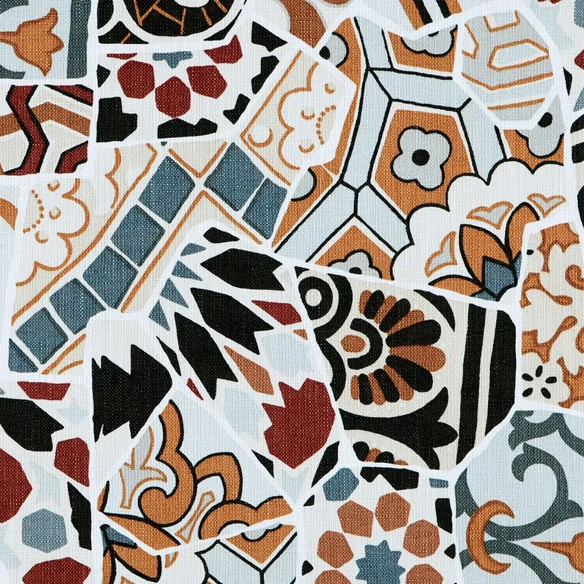 Stone Beige and Black Contemporary Print Drapery and Upholstery Fabric by the Yard