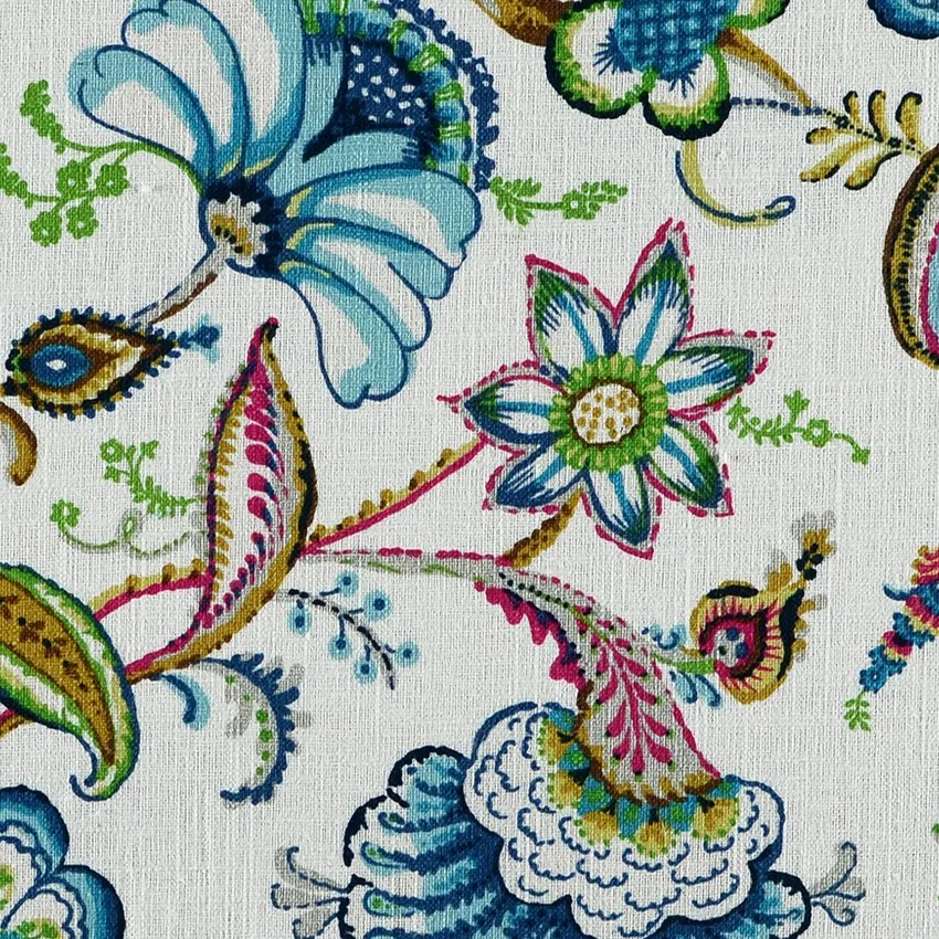 Gemstone Green and Leaf Green Floral Print Drapery and Upholstery Fabric by the Yard