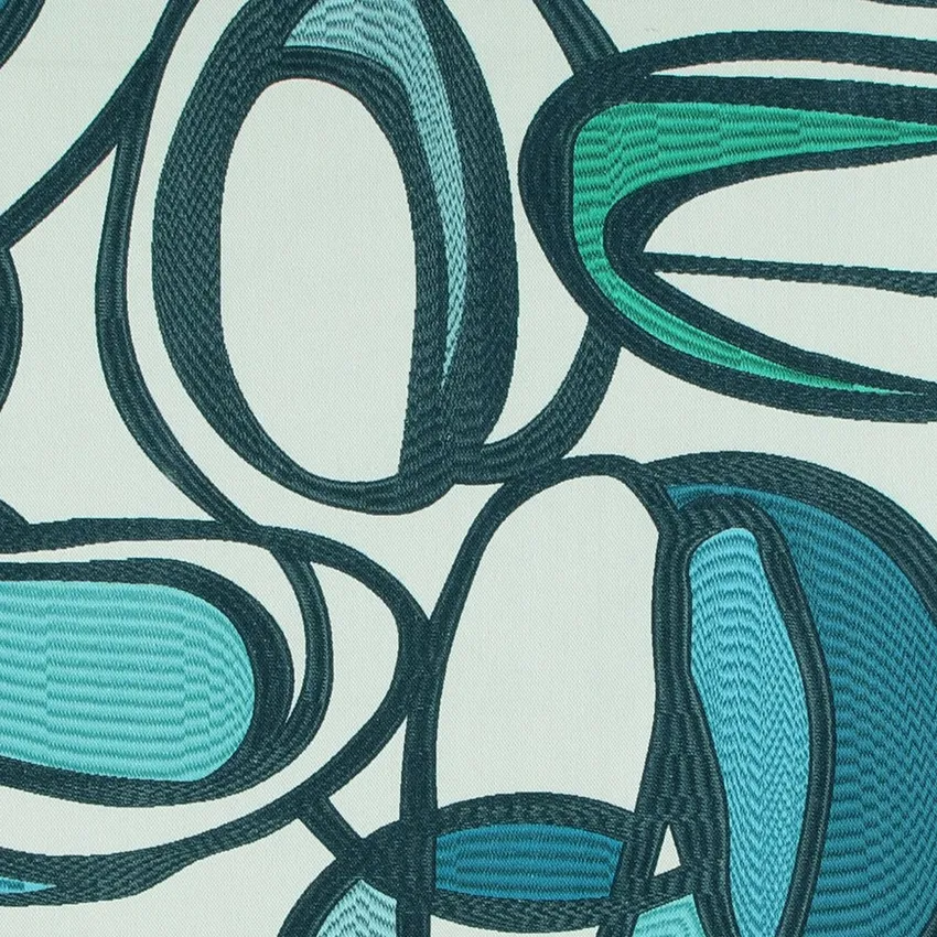 Cabana Blue Cream and Dusty Blue Abstract Print Drapery and Upholstery Fabric by the Yard