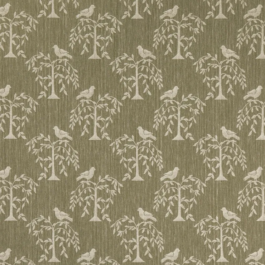 Willow Fern Green Leaves Woven Patterns Drapery and Upholstery Fabric by the Yard