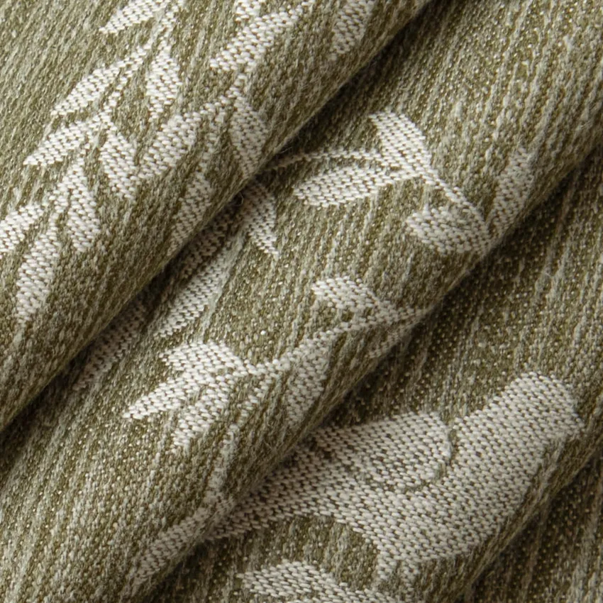 Willow Fern Green Leaves Woven Patterns Drapery and Upholstery Fabric by the Yard — Upholstery and Drapery Fabric