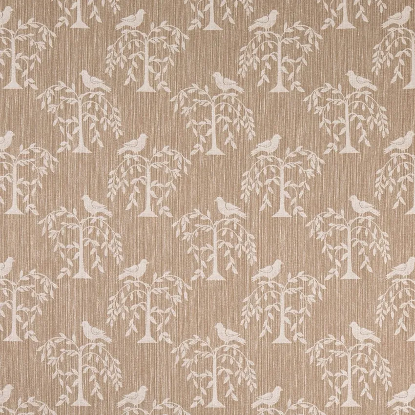 Willow Fawn Beige & Taupe Leaves Woven Patterns Drapery and Upholstery Fabric by the Yard