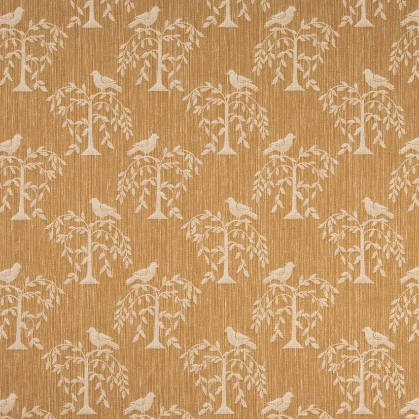 Willow Amber Gold & Yellow Leaves Woven Patterns Drapery and Upholstery Fabric by the Yard