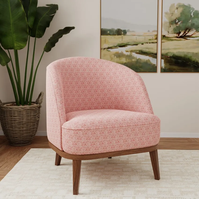 Trellis Petal Pink Abstract & Geometric Woven Patterns Drapery and Upholstery Fabric by the Yard — Fabric on furniture