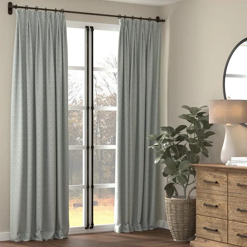 Trellis Breeze Aqua & Teal Abstract & Geometric Woven Patterns Drapery and Upholstery Fabric by the Yard — Fabric as drapery