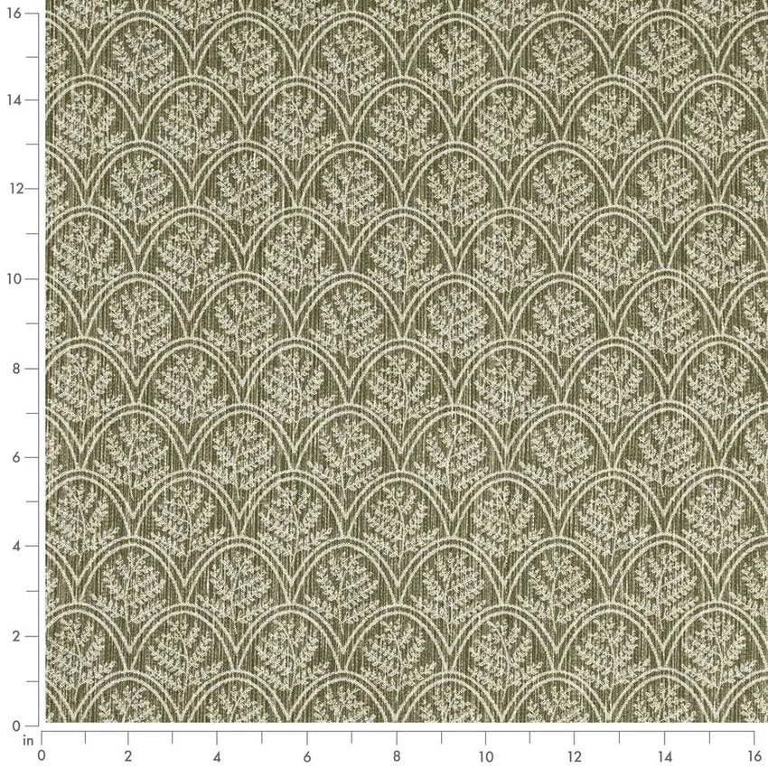 Trellis Fern Green Abstract & Geometric Woven Patterns Drapery and Upholstery Fabric by the Yard — Scale in inches