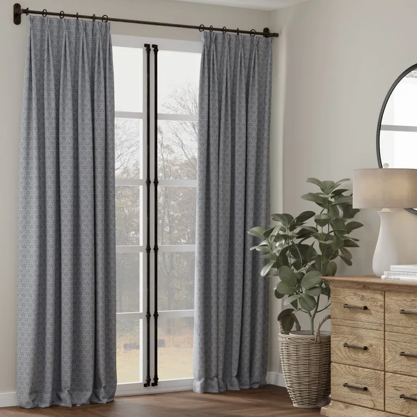 Trellis Sky Blue Abstract & Geometric Woven Patterns Drapery and Upholstery Fabric by the Yard — Fabric as drapery