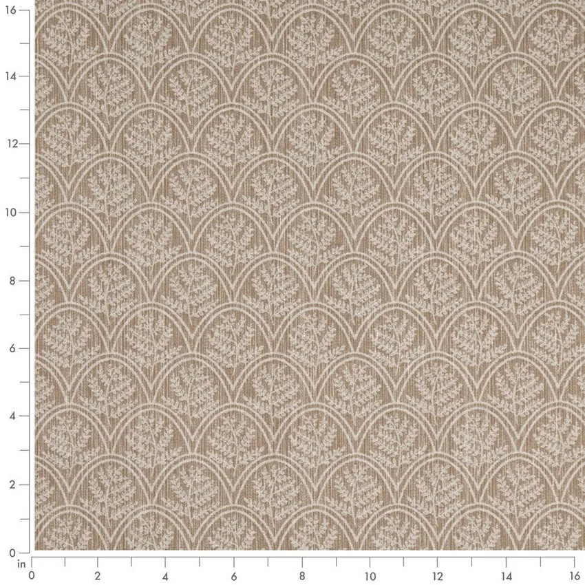 Trellis Fawn Beige & Taupe Abstract & Geometric Woven Patterns Drapery and Upholstery Fabric by the Yard — Scale in inches