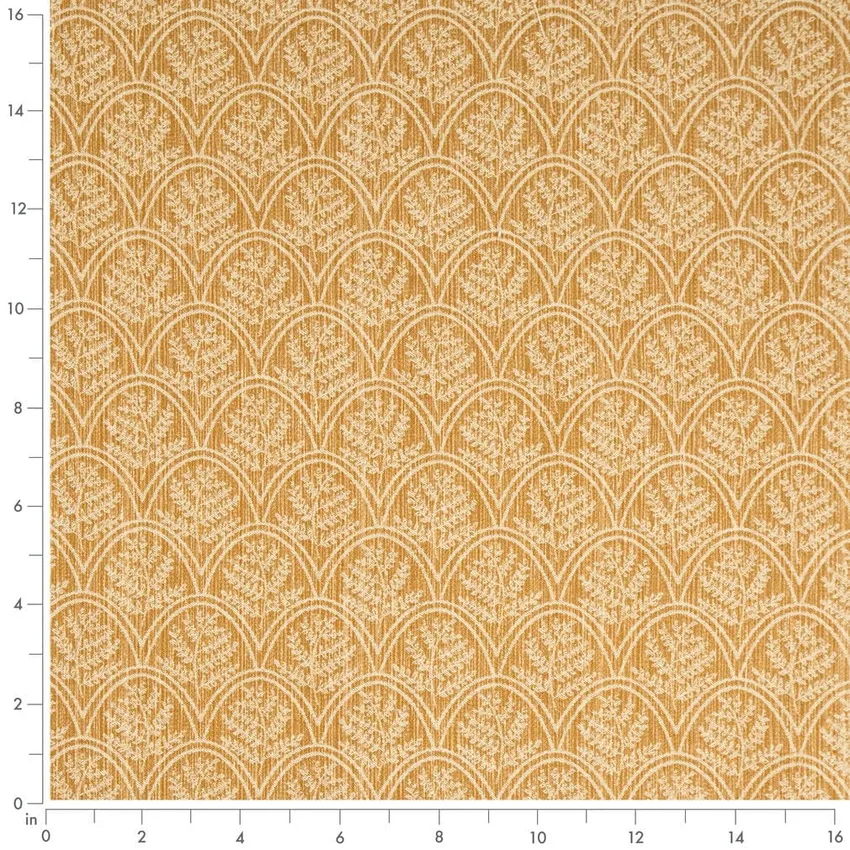 Trellis Amber Gold & Yellow Abstract & Geometric Woven Patterns Drapery and Upholstery Fabric by the Yard — Scale in inches