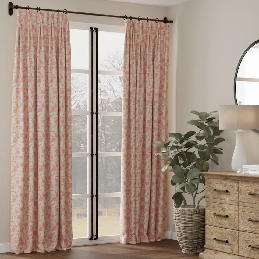 Orchard Petal Pink Leaves Woven Patterns Drapery and Upholstery Fabric by the Yard — Fabric as drapery