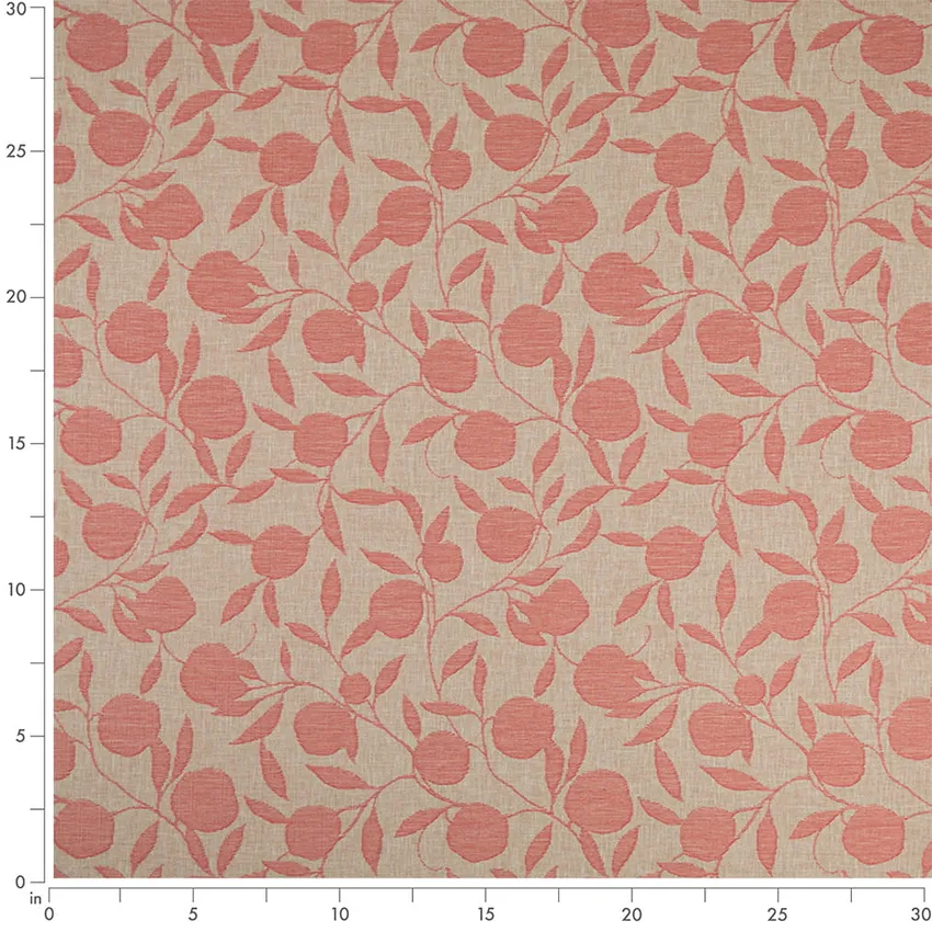 Orchard Petal Pink Leaves Woven Patterns Drapery and Upholstery Fabric by the Yard — Scale in inches