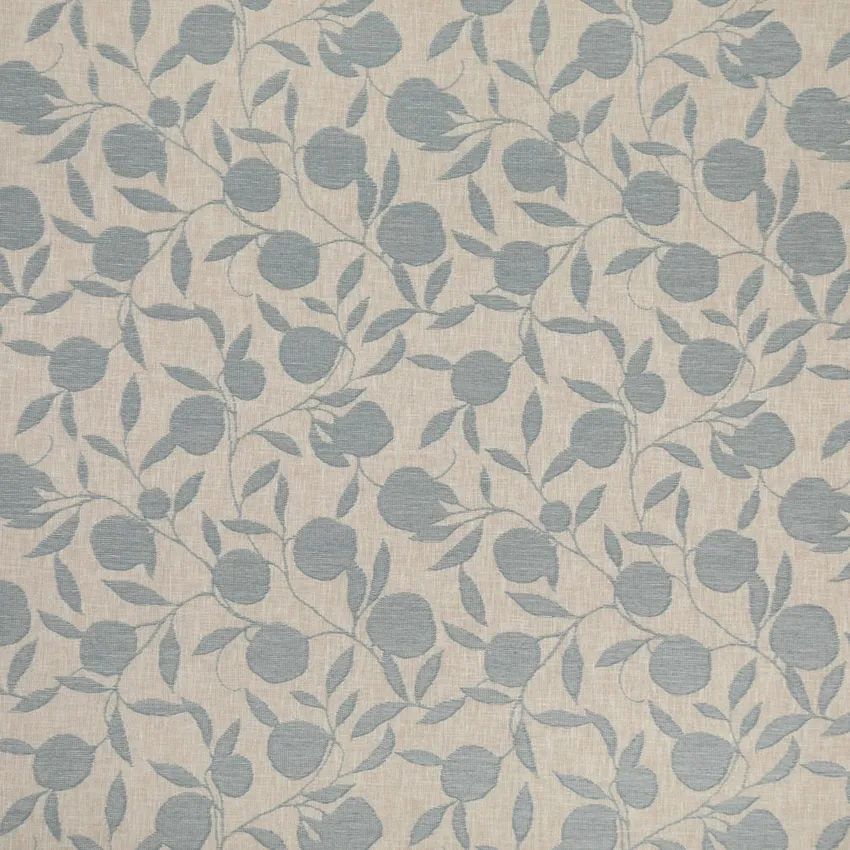 Orchard Sky Blue Leaves Woven Patterns Drapery and Upholstery Fabric by the Yard