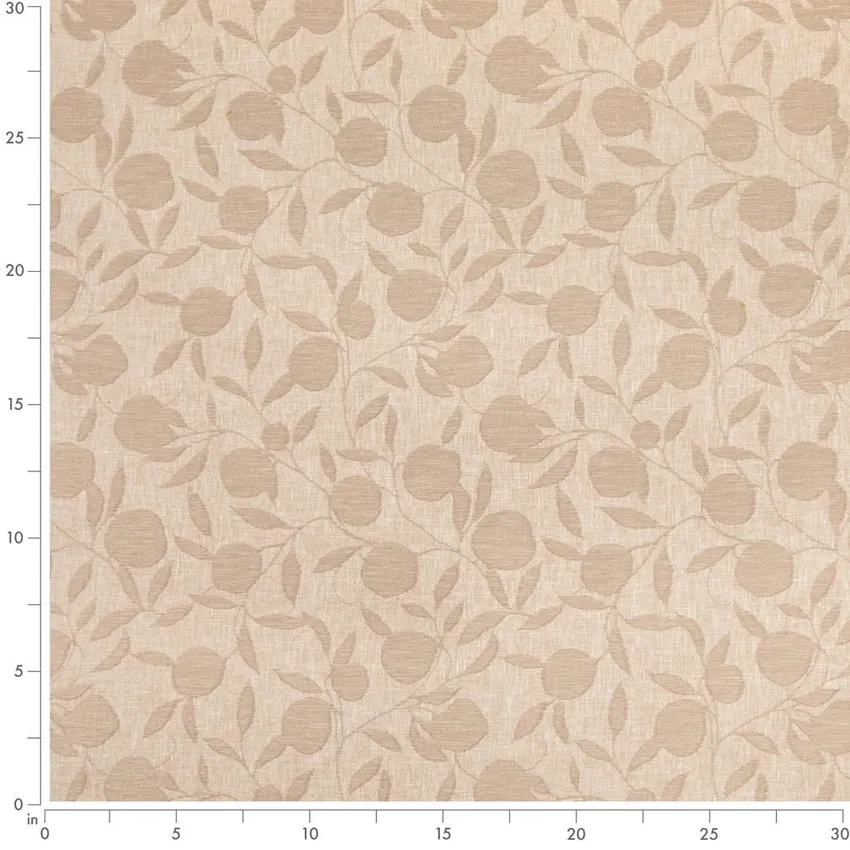 Orchard Fawn Beige & Taupe Leaves Woven Patterns Drapery and Upholstery Fabric by the Yard — Scale in inches
