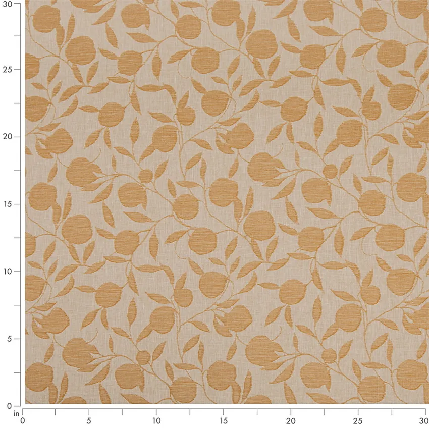 Orchard Amber Gold & Yellow Leaves Woven Patterns Drapery and Upholstery Fabric by the Yard — Scale in inches