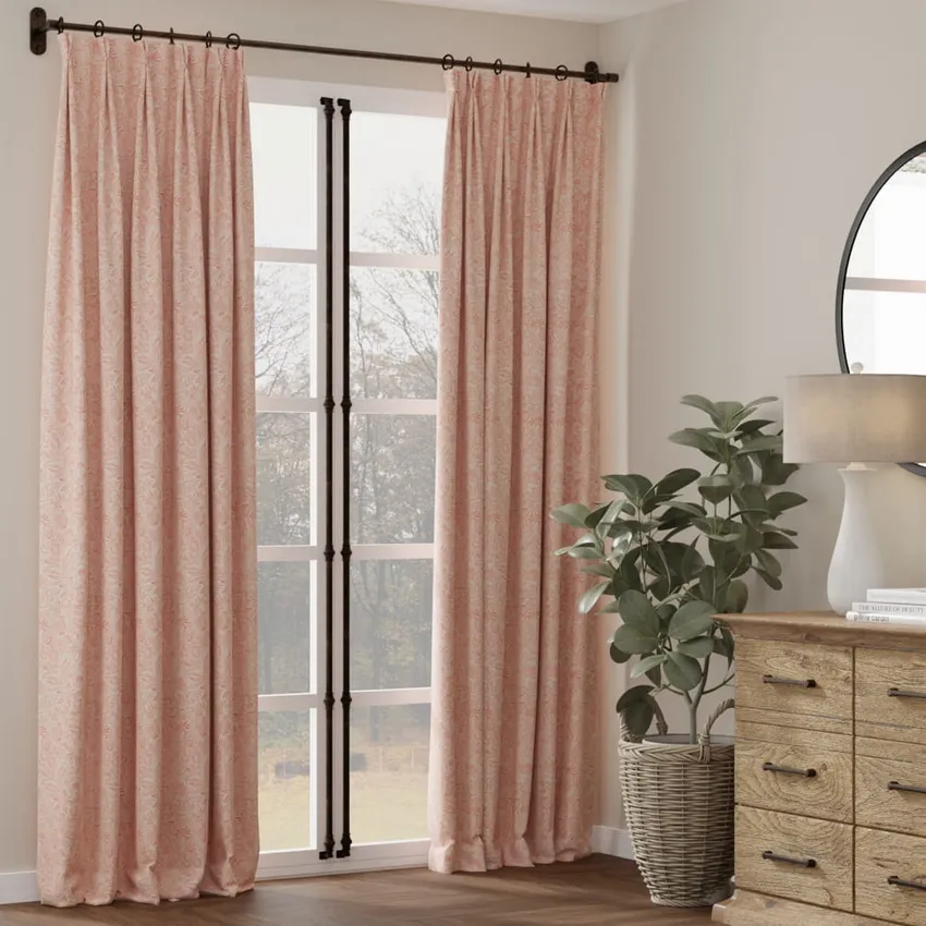 Grove Petal Pink Floral Woven Patterns Drapery and Upholstery Fabric by the Yard — Fabric as drapery