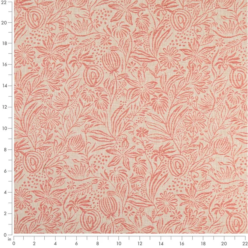 Grove Petal Pink Floral Woven Patterns Drapery and Upholstery Fabric by the Yard — Scale in inches